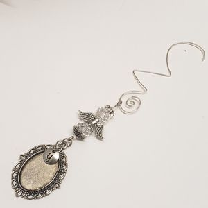 Hand Crafted Guardian Angel & Photo Frame Initial Letter Memorial Charm Keepsake